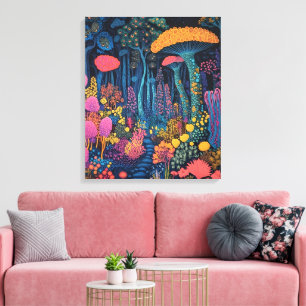 Toile La forêt de champignons est magique