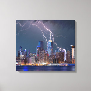 Toile La foudre frappe le New York City Skyline moderne