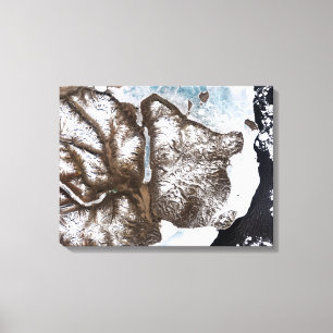 Toile La glace de mer raye le rivage dans Greenlan