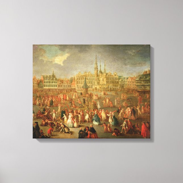 Toile La Grand-Place pendant Mardi Gras, Cambrai, 1765 (Recto)