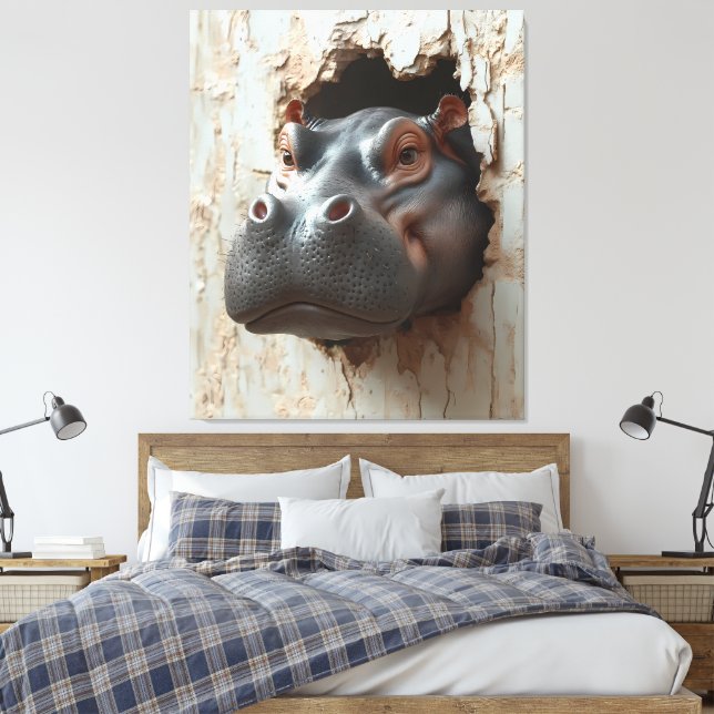 Toile La grande entrée de Hippo - 3D Effet Wall Art (Insitu(Chambre))