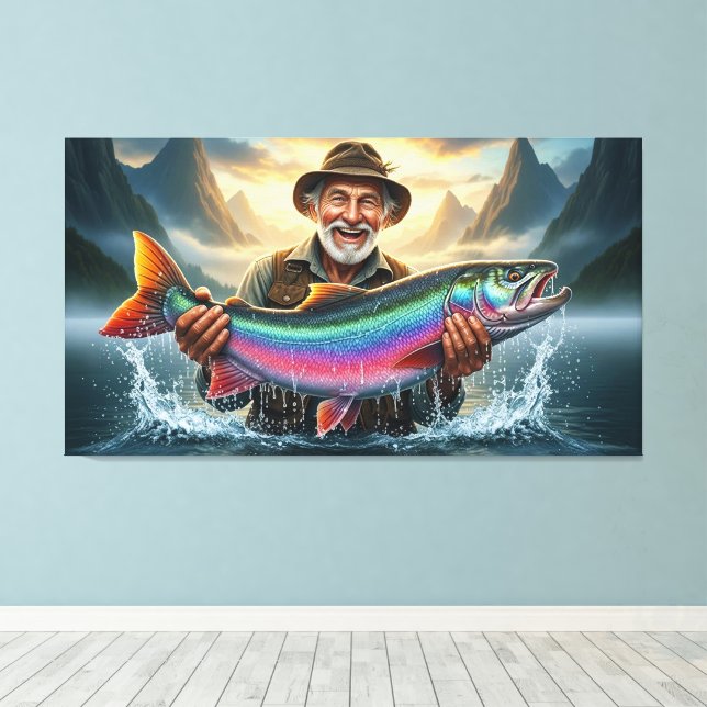 Toile La grande prise de pêche du pêcheur (Insitu (Plancher de Bois))