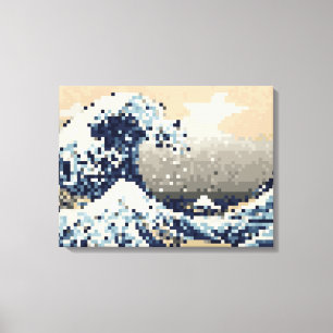 Toile La Grande vague au large de Kanagawa 8 bits Pixel