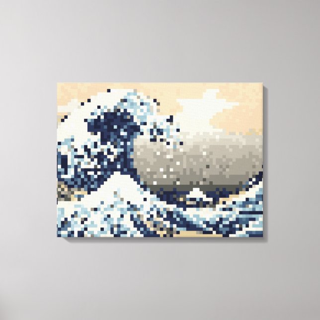 Toile La Grande vague au large de Kanagawa 8 bits Pixel  (Recto)