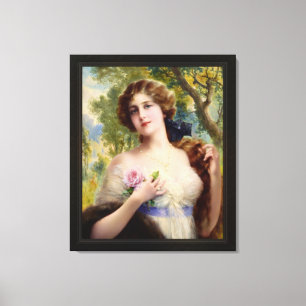 Toile La jeune fille avec un Rose par Emile Vernon