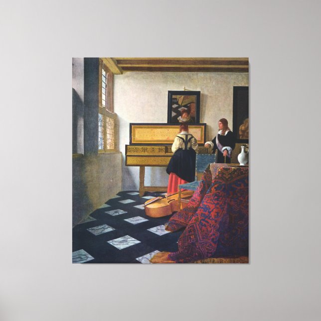 Toile La leçon de musique de Johannes Vermeer (vers 1663 (Recto)