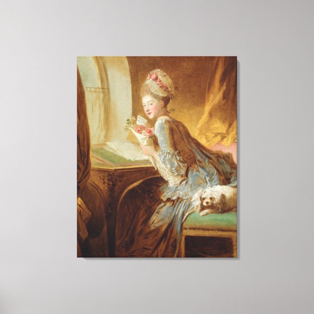 Toile "La lettre d'amour" de Jean-Honoré Fragonard Rococ (Recto)