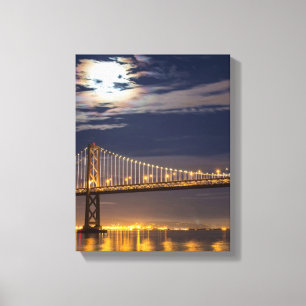 Toile La lever de la lune ce soir au-dessus du pont de