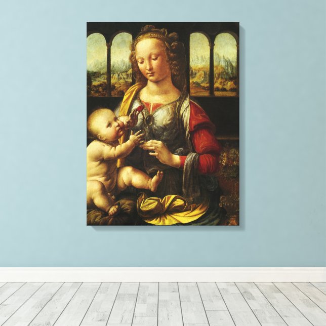 Toile La Madone au Carnation de Léonard de Vinci (Insitu (Plancher de Bois))