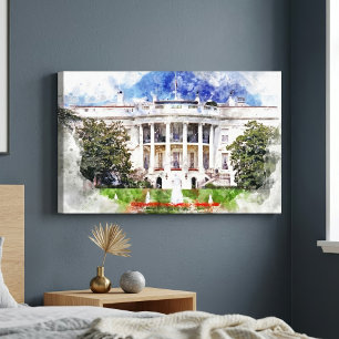 Toile La Maison Blanche à Washington DC – Façade Sud
