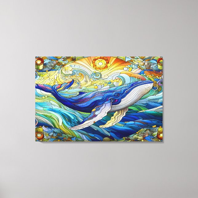 Toile La Majestueuse Mosaïque Marine Une Baleine De Verr (Recto)