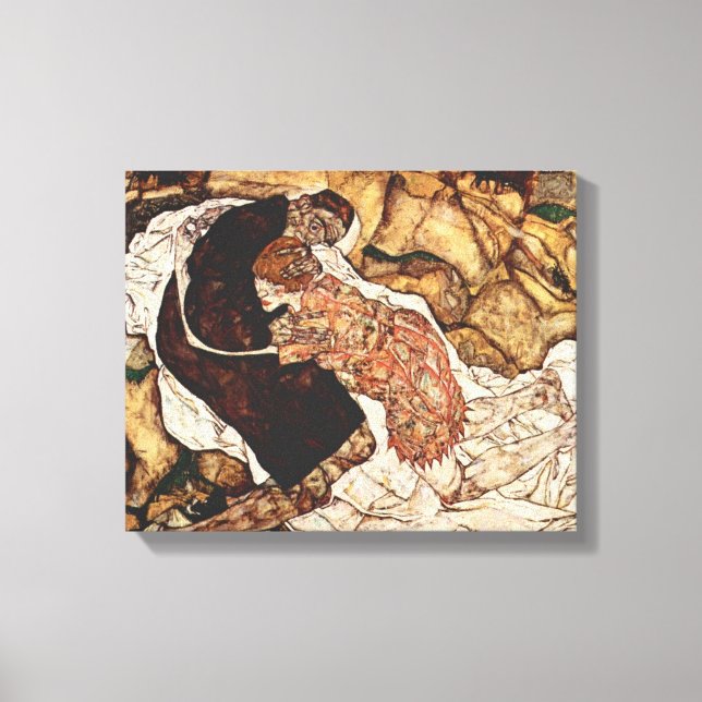 Toile La Mort et la jeune fille par Egon Schiele (Recto)