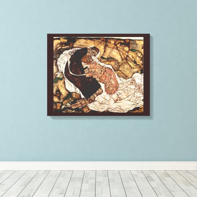 Toile La Mort et la jeune fille par Egon Schiele (Insitu (Plancher de Bois))