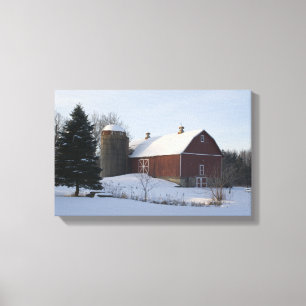 Toile La neige a couvert la grange et le silo d'hiver