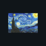 Toile La nuit étoilée, 1889 par Vincent van Gogh<br><div class="desc">La nuit étoilée,  1889 par Vincent van Gogh. Il représente la vue depuis la fenêtre est de sa chambre d'asile à Saint-Rémy-de-Provence,  juste avant le lever du soleil,  avec l'ajout d'un village imaginaire.</div>