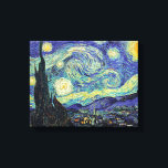 Toile La nuit étoilée de Van Gogh<br><div class="desc">Chef-d'oeuvre de Van Gogh : Starry Night. La nuit étoilée est une huile sur toile du peintre post-impressionniste néerlandais Vincent van Gogh. Peint en juin 1889, il dépeint la vue depuis la fenêtre est de sa chambre d'asile à Saint-Rémy-de-Provence, juste avant le lever du soleil, avec l'ajout d'un village idéalisé....</div>
