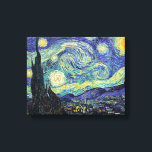 Toile La nuit étoilée de Van Gogh<br><div class="desc">Chef-d'oeuvre de Van Gogh : Starry Night. La nuit étoilée est une huile sur toile du peintre post-impressionniste néerlandais Vincent van Gogh. Peint en juin 1889, il dépeint la vue depuis la fenêtre est de sa chambre d'asile à Saint-Rémy-de-Provence, juste avant le lever du soleil, avec l'ajout d'un village idéalisé....</div>