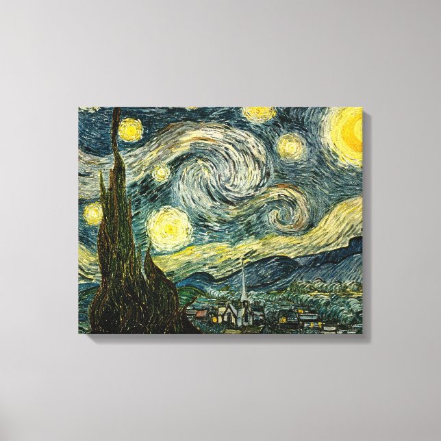 Toile La nuit étoilée de Vincent van Gogh (1889) (Recto)