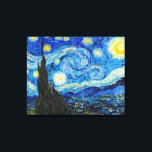 Toile La nuit étoilée | Van Gogh |<br><div class="desc">The Starry Night est une toile peinte à l'huile par le peintre néo-impressionniste néerlandais Vincent van Gogh. Peint en juin 1889,  il dépeint la vue depuis la fenêtre est de sa chambre d'asile à Saint-Rémy-de-Provence,  juste avant le lever du soleil,  avec l'ajout d'un village imaginaire.</div>