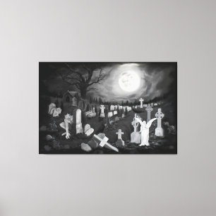 Toile La nuit sur le cimetière - Angel avec Diable