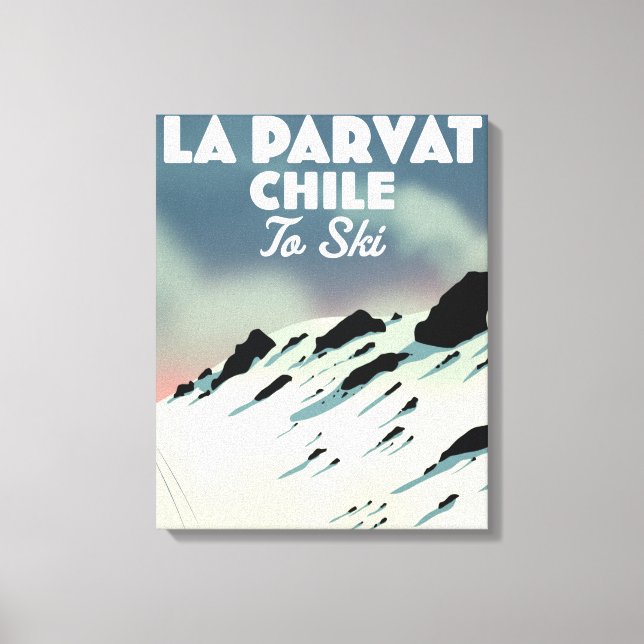 Toile La Parvat Chili art de ski rétro. (Recto)