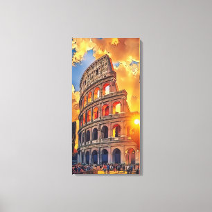 Toile La peinture du Colosseum au coucher du soleil Rome