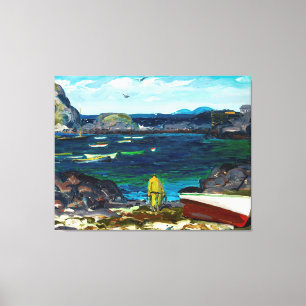 Toile La peinture du port, côte de Monhegan, Maine,