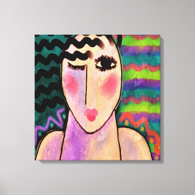 Toile La peinture numérique Abstraite funky d'une femme (Recto)