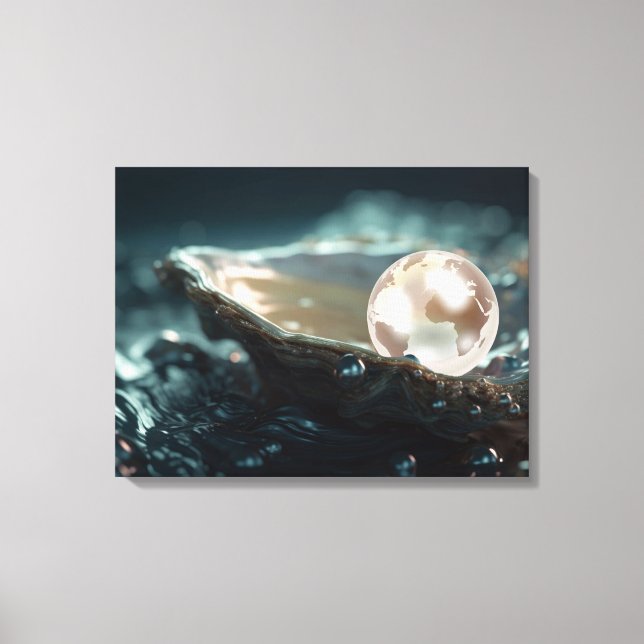 Toile La planète Terre dans une perle d'huître (Recto)