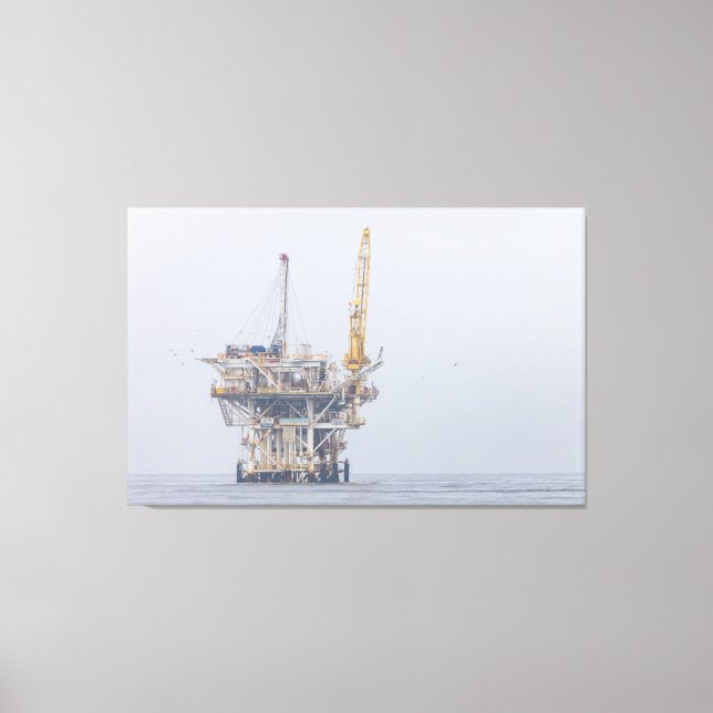 Toile La plate-forme pétrolière offshore dans Foggy Ocea (Recto)