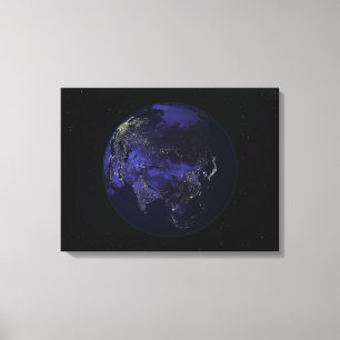 Toile La pleine terre la nuit montrant des lumières de
