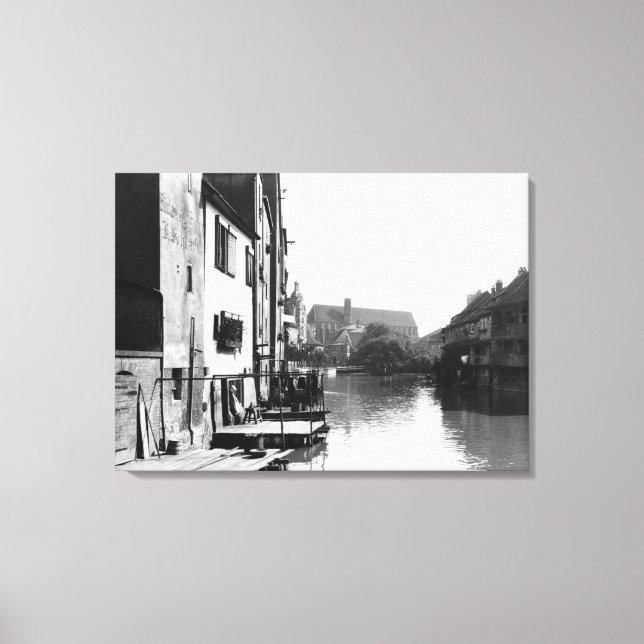 Toile La rivière Gera à Erfurt, Thiringia, vers 1910 (Recto)
