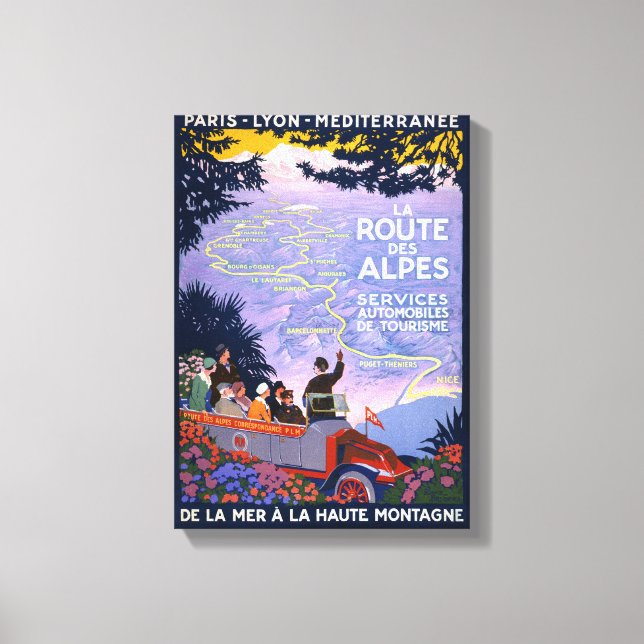 Toile La route des Alpes Poster Vintage voyage (Recto)