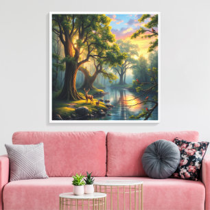 Toile La sérénité paisible de la forêt à l'aube