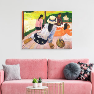 Toile La Siesta de Paul Gauguin Scène de vie calme