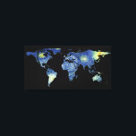 Toile La Silhouette de la carte du monde - La nuit étoil<br><div class="desc">Voici une silhouette de carte du monde de la Nuit étoilée de Vincent Van Gogh sur les masses terrestres.</div>