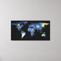 La Silhouette de la carte du monde - La nuit étoil
