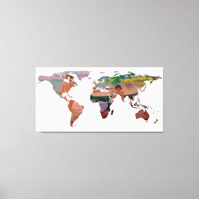 Toile La Silhouette de la carte du monde - Se dévêtir à  (Recto)