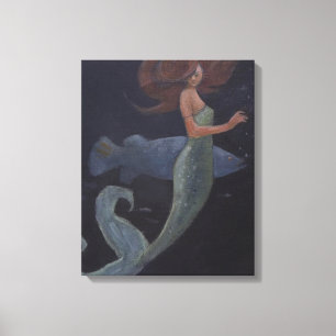 Toile La Sirène et le Poisson Bleu
