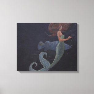 Toile La Sirène et le Poisson Bleu
