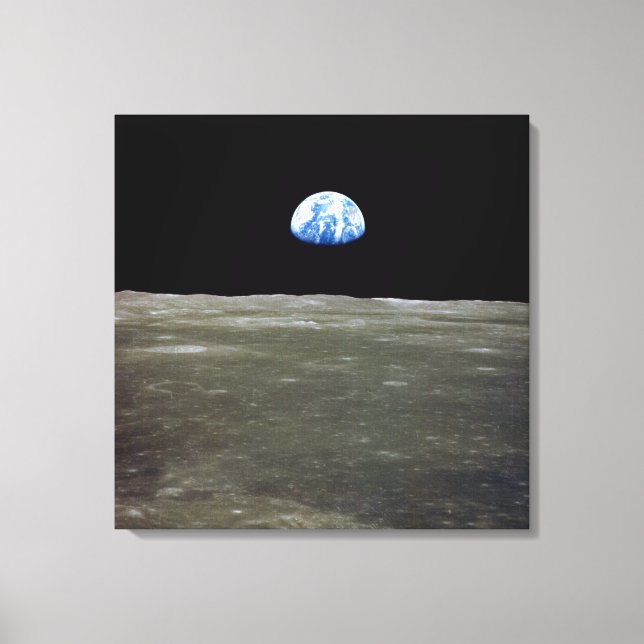 Toile La Terre de Lune dans l'espace noir (Recto)