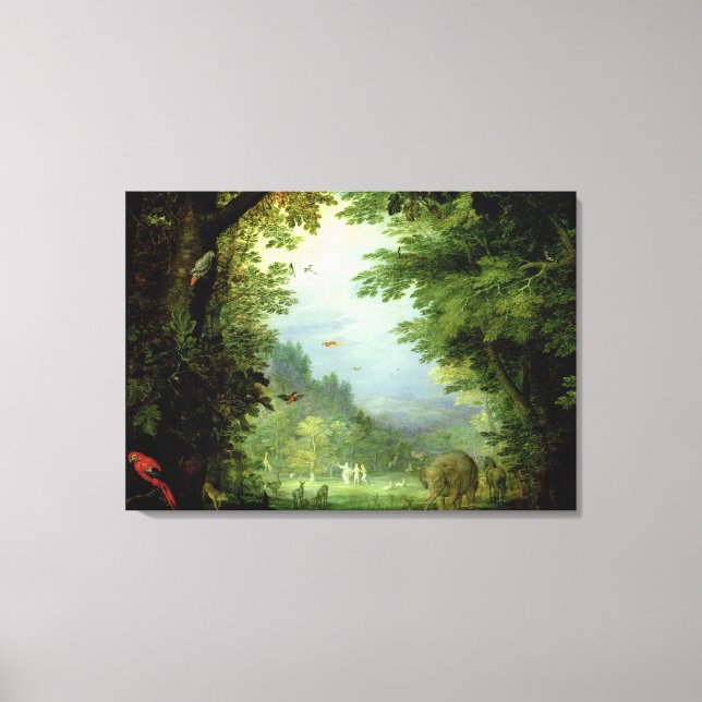 Toile La Terre ou le Paradis terrestre, détail d'Adam et (Recto)