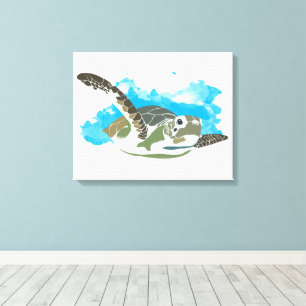 Toile La tortue de mer nager dans la conception de l'aqu