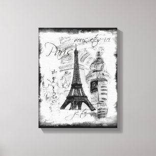 Toile La Tour Eiffel en noir et blanc