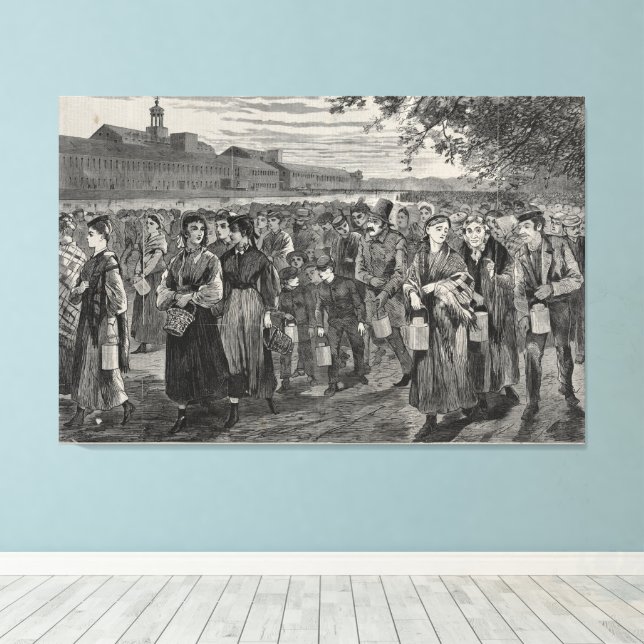 Toile La vie dans les usines de Nouvelle-Angleterre (Insitu (Plancher de Bois))