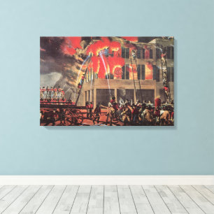 Toile La vie d'un pompier, pompiers vintage luttant cont