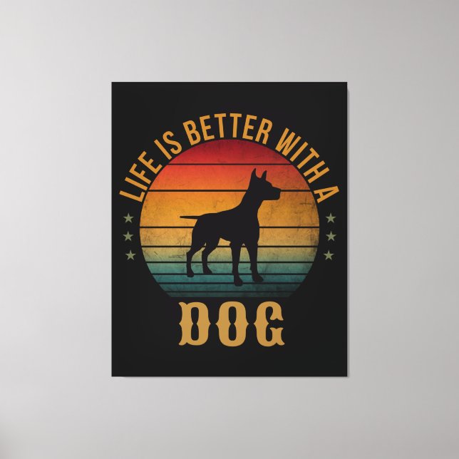 TOILE LA VIE EST MEILLEURE AVEC UN CHIEN (Recto)