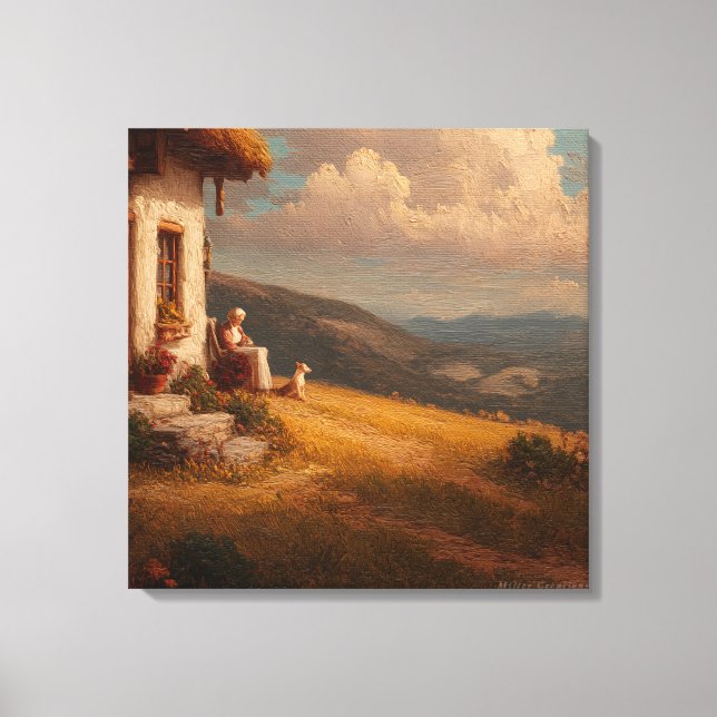 Toile La Vieille Dame et Son Chien (Recto)
