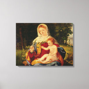 Toile La Vierge et l'enfant avec une pousse d'olive