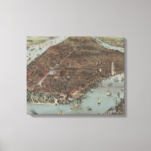 Toile La ville de New York 1883 (Lithographie couleur)